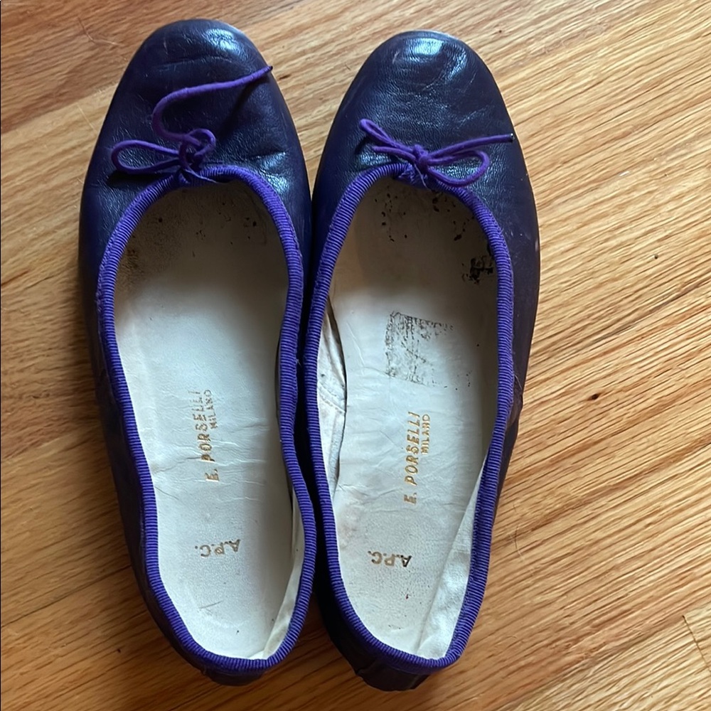 A.P.C. Purple Suede Ballet Flats with Bow